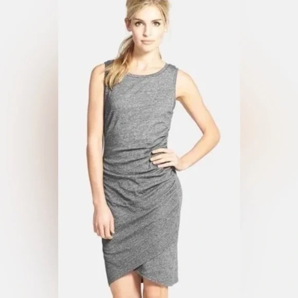 Leith Grey Ruched Sleeveless Midi Dress‎ Women's Size XXS